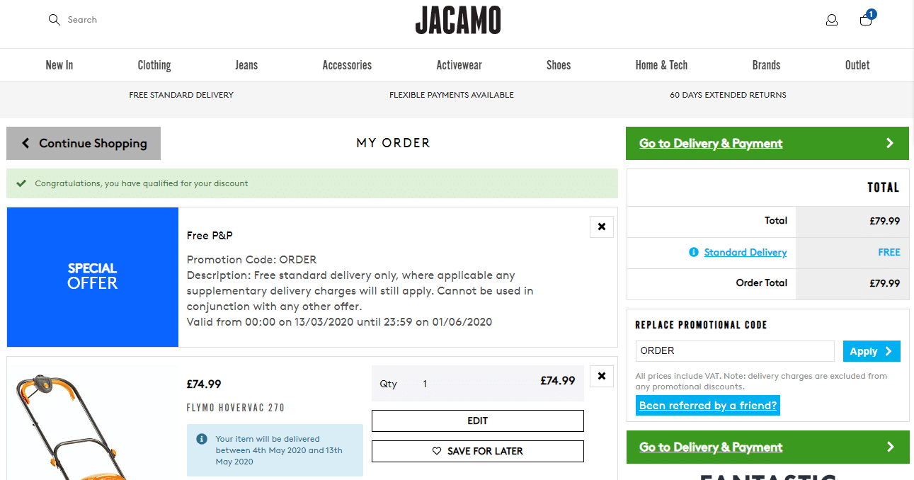 jacamo free delivery code