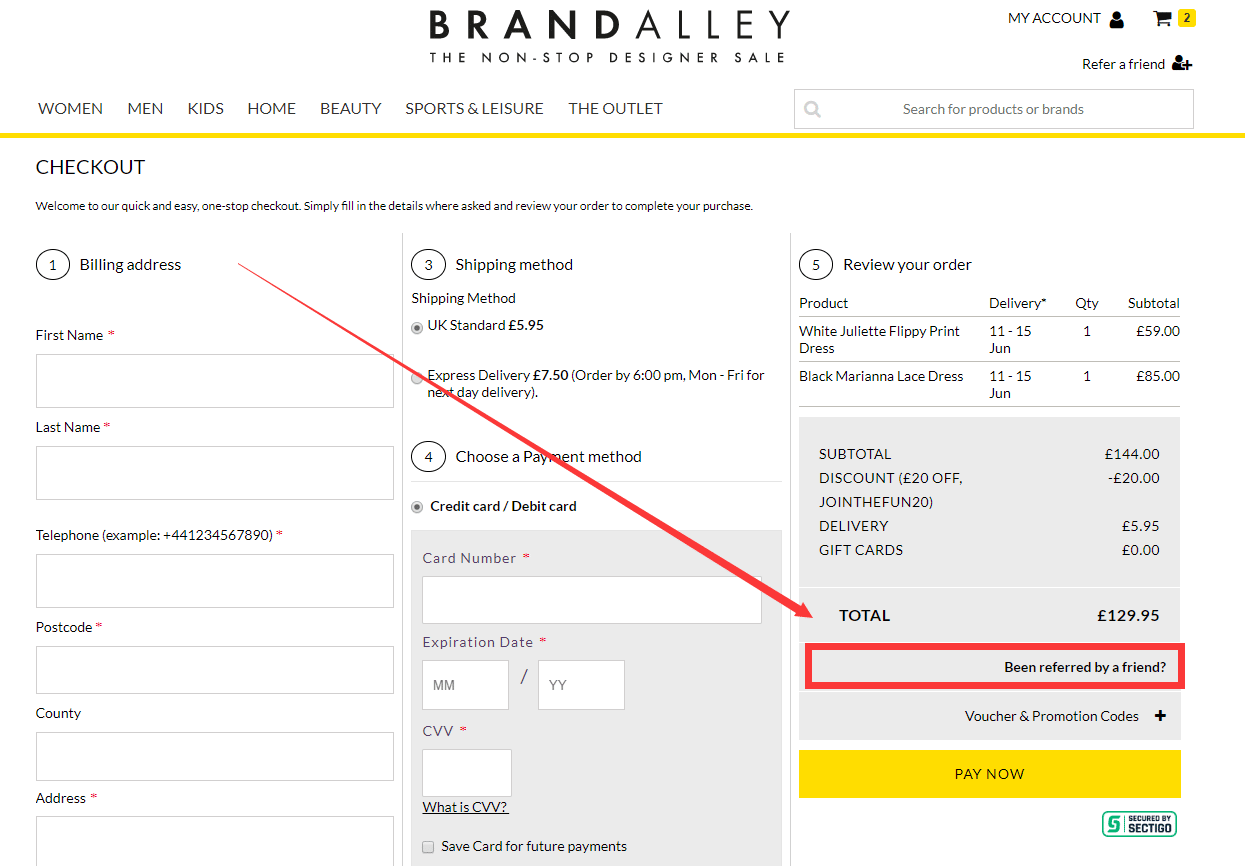 BrandAlley referral a friend discount