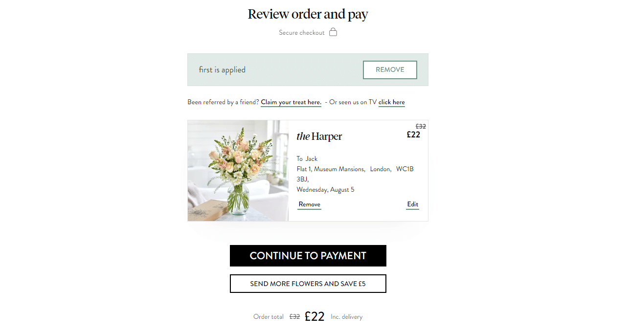 Bloom & Wild £10 off discount code