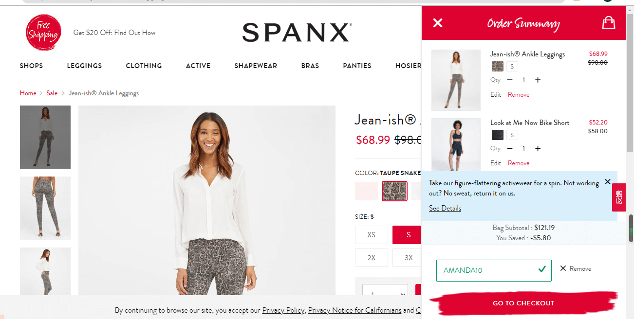 spanx 10% off promo code