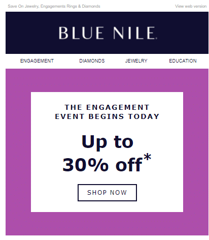 blue nile 30% off promo code