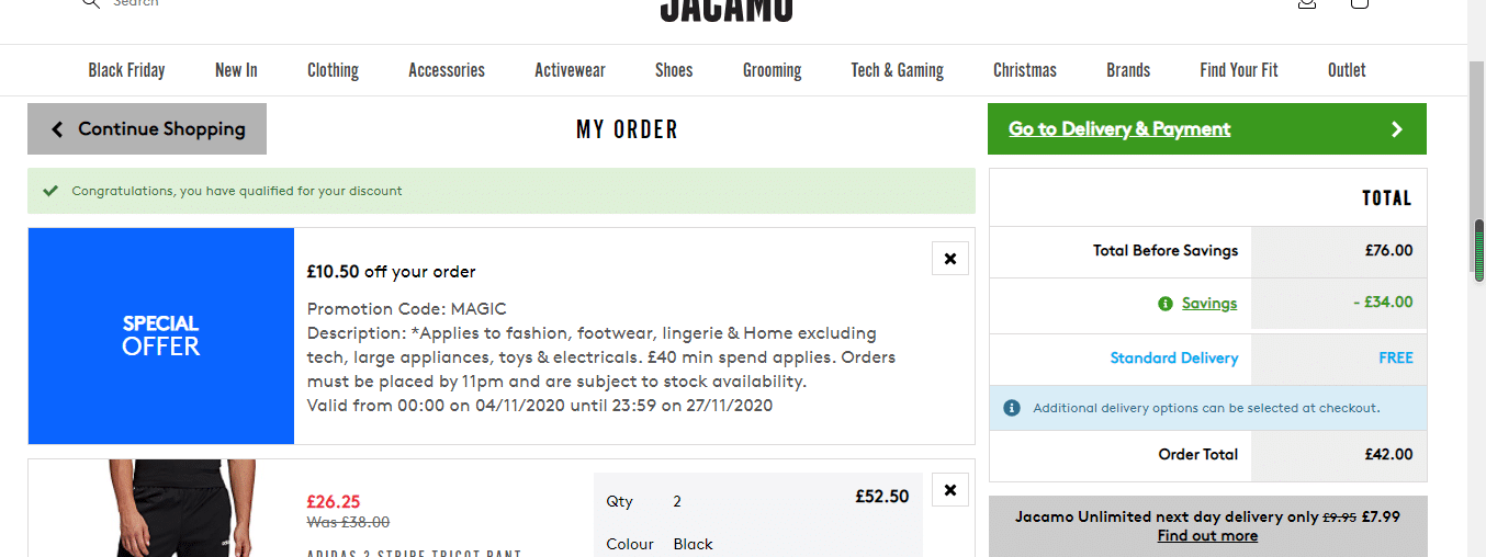 jacamo.co.uk £10.50 off promotion code