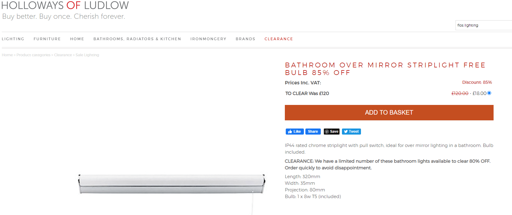 hollowaysofludlow.com 85% off discount on light